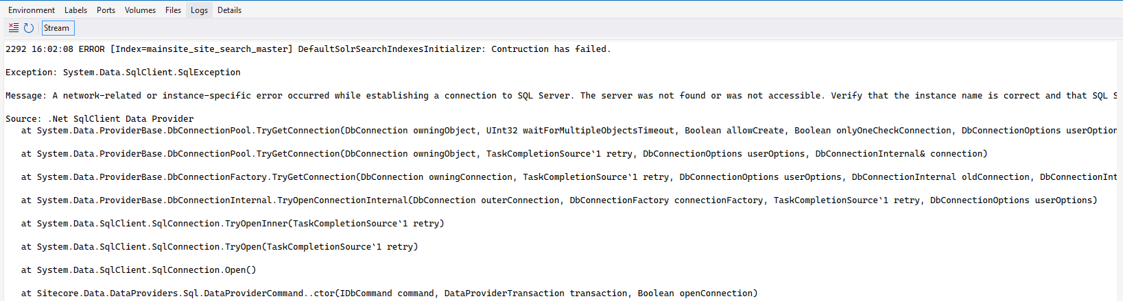 Log errors from SQL connections