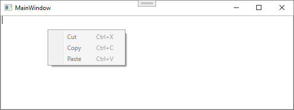 The context menu of a WPF textbox, with the paste option greyed out