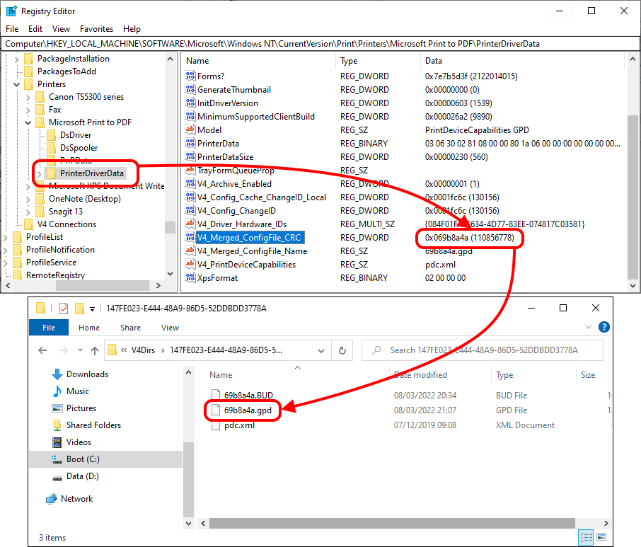 Finding the right file in the print driver folder
