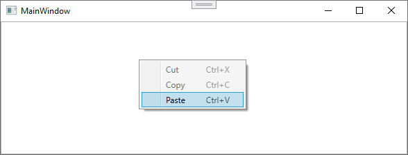 The context menu of a WPF textbox, with the paste option enabled