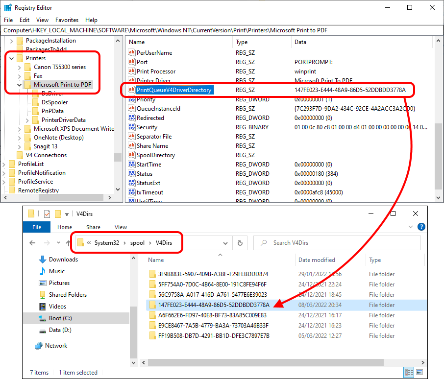 Finding the right folder for the print driver files