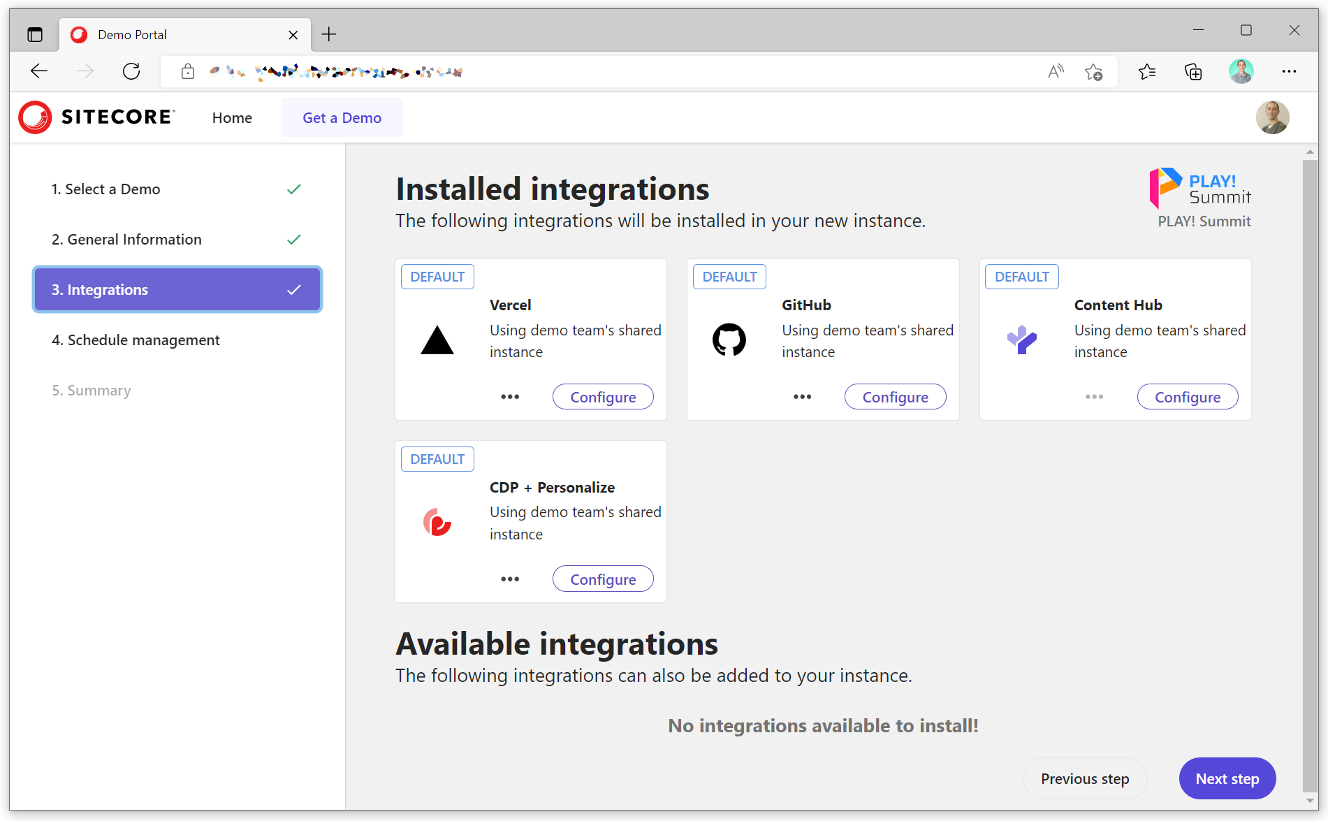 The dialog for adding integrations to your instance