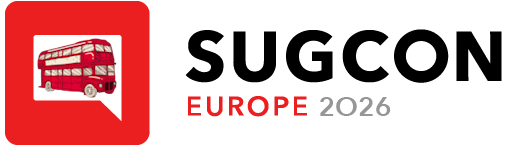 The SUGCON EU logo - a London bus in a rectangular speech bubble