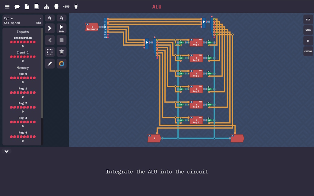 A digital logic circuit ready for simulation in Turing Compete